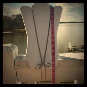 Long Silver Bow Necklace